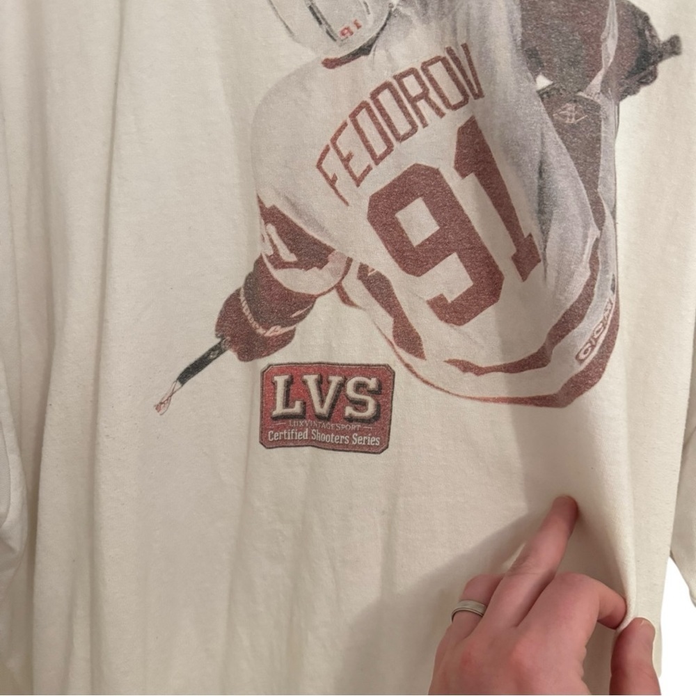Vintage LVS Sergei Fedorov #91 Detroit Red Wings TShirt 4XL Rare Hockey Y2K - Picture 2 of 3
